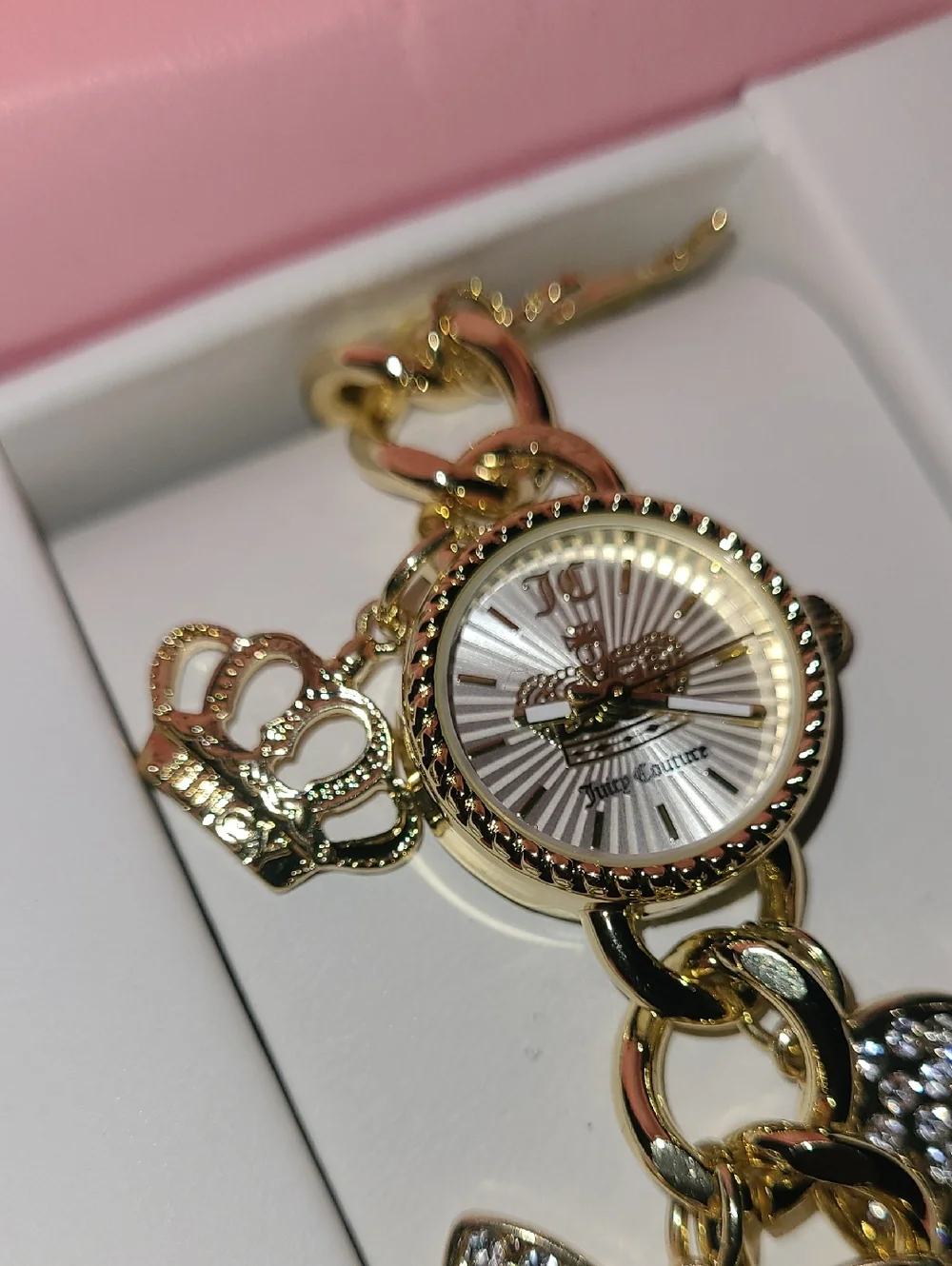 Juicy Couture Gold-Tone Charm Bracelet Watch